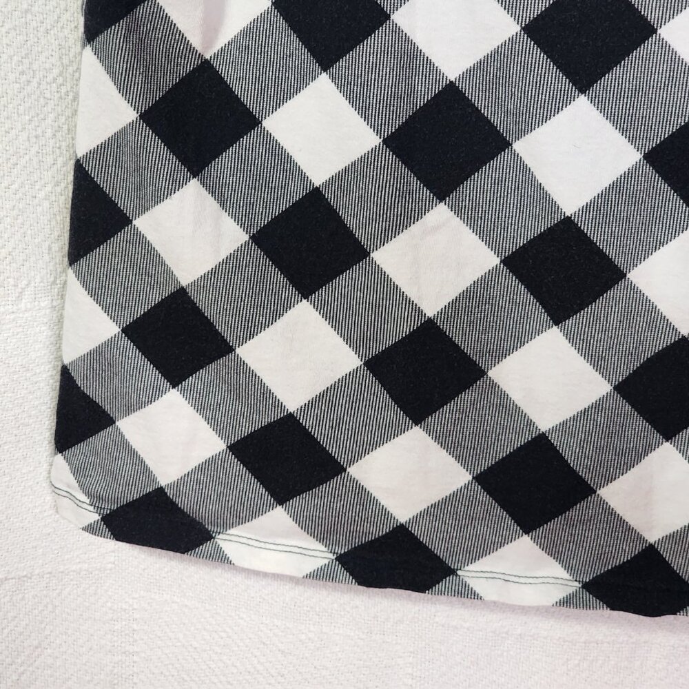 Justice Black White Check SS Black Sequin Bow Neckline Cotton Span Top Size 18 - Picture 7 of 16